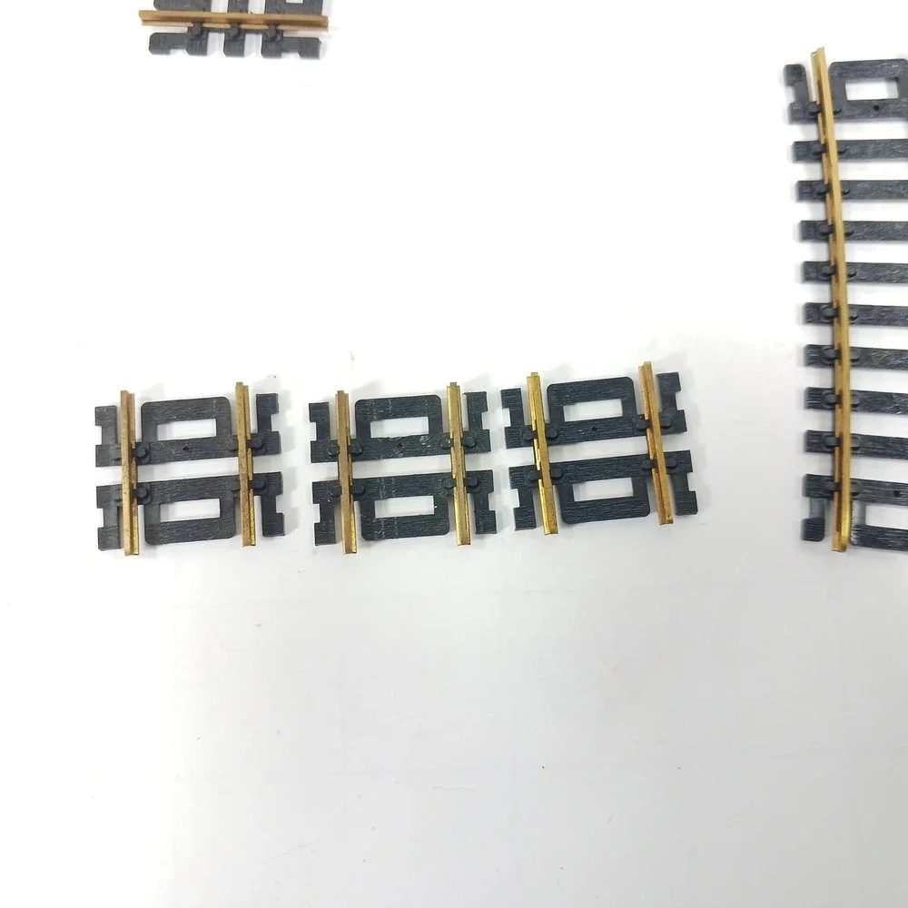 Set of 27 Vintage Brass Model HO Train Track Lot Straight Curved Pieces Mixed